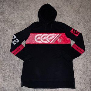 Ecko Unlimited Mens Black Red Long Sleeve Hoodie Pullover Shirt Size Large